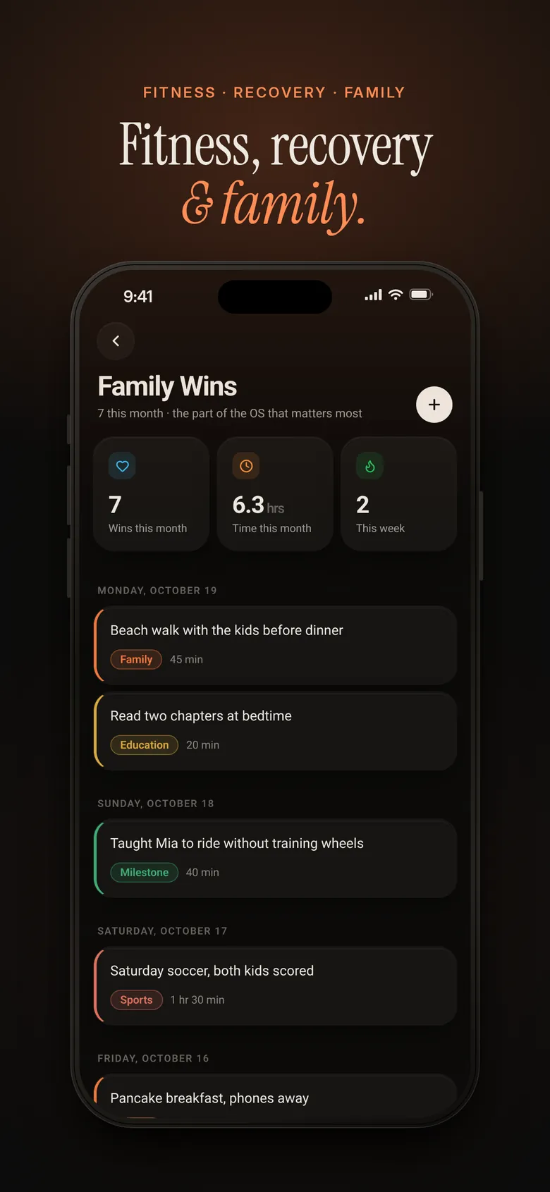 Fitness, recovery and family